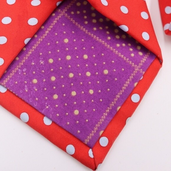Paul Smith Red Silk Polka Dot Necktie Bold Quirky Career Menswear Vintage - Picture 7 of 7